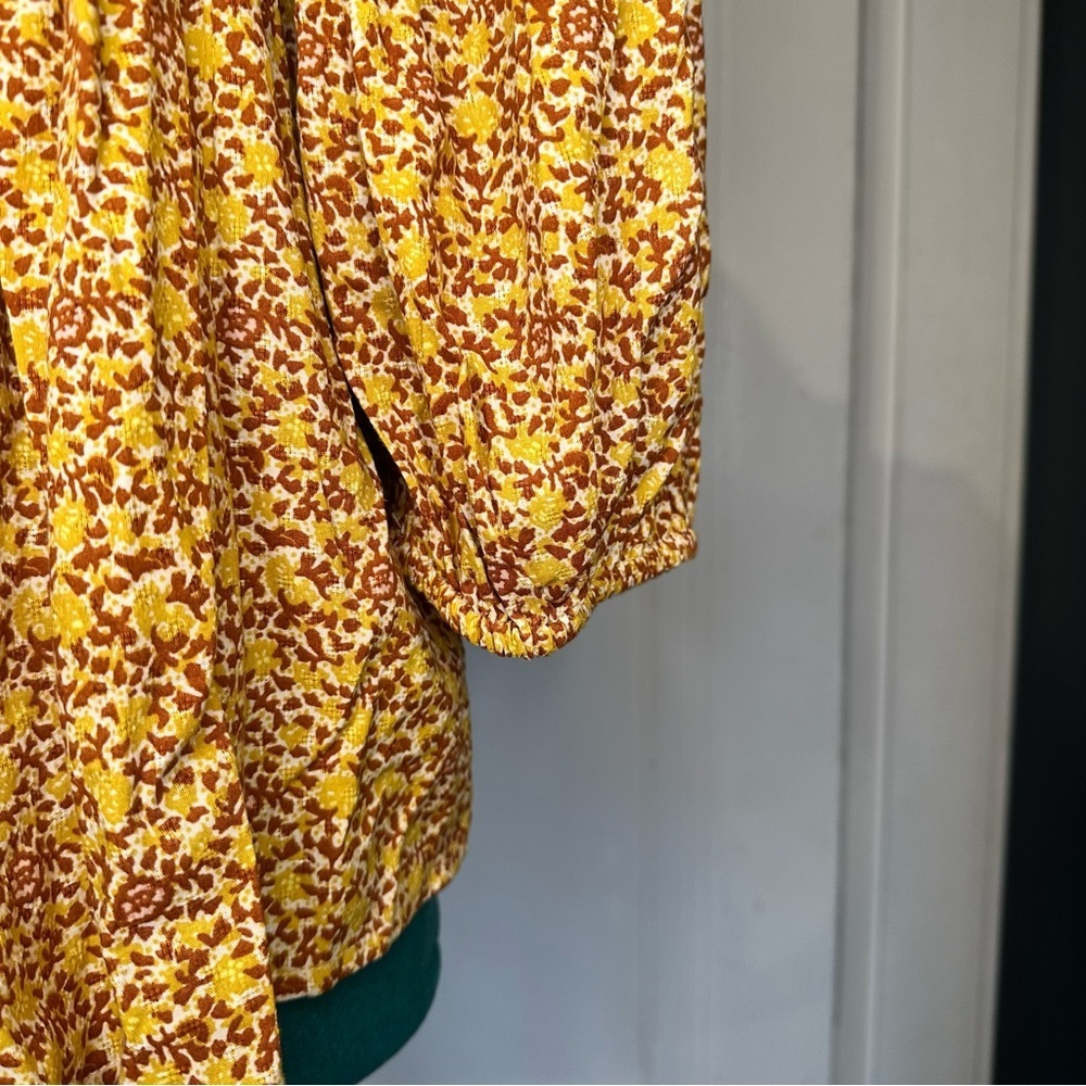 Universal Thread Yellow Floral Smocked Peasant Blouse - Picture 5 of 8